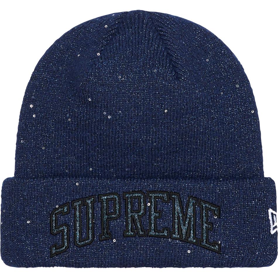 Chapeaux Supreme New Era® Metallic Arc Beanie Bleu Marine | FR145EX