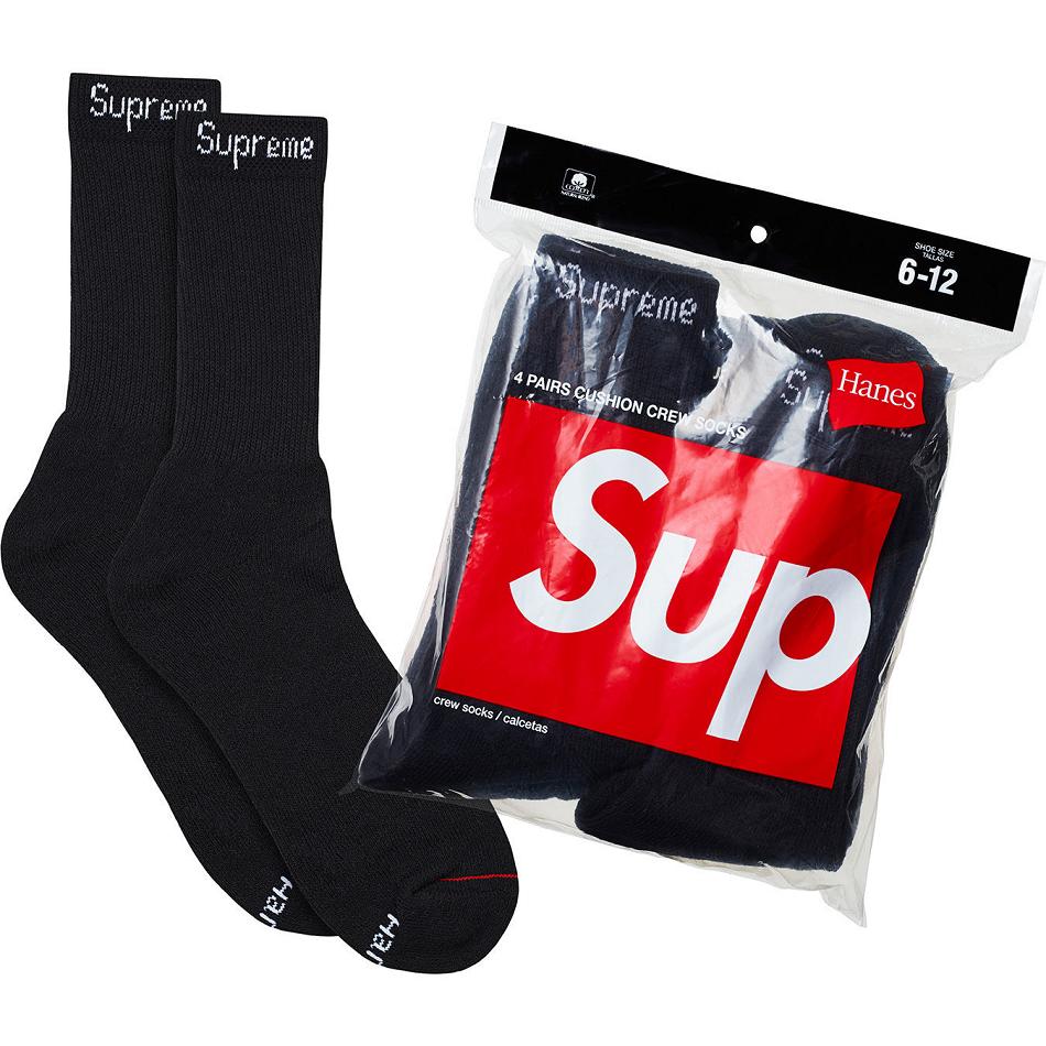 Chaussettes Supreme Hanes® Crew Socks (4 Pack) Noir | FR105GL