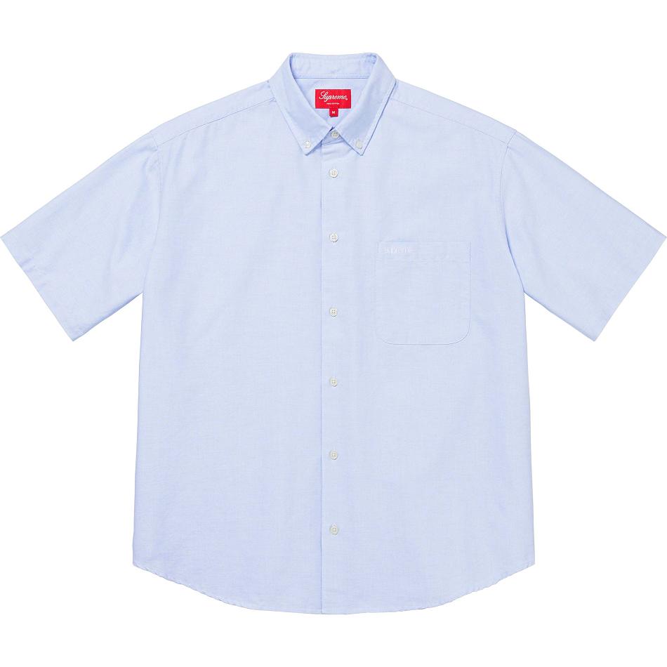 Chemises Supreme Loose Fit S/S Oxford Blanche Bleu | FR381TV