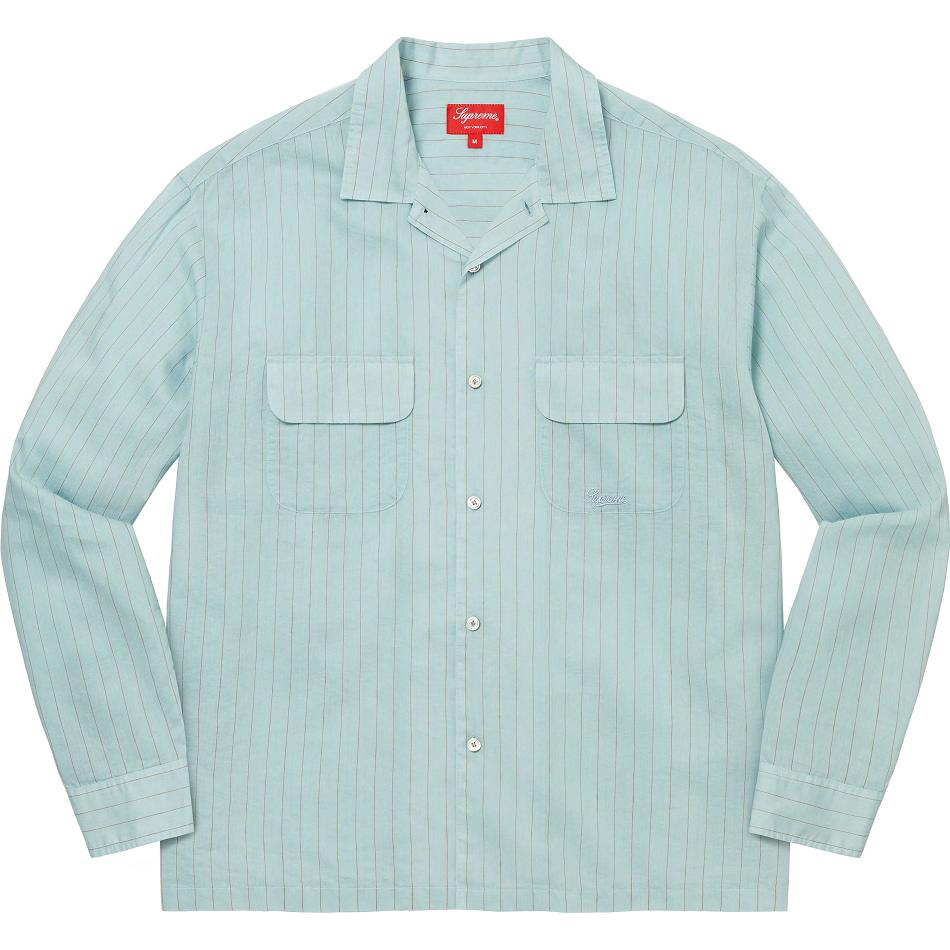 Chemises Supreme Pinstripe Linen Bleu | FR373VD