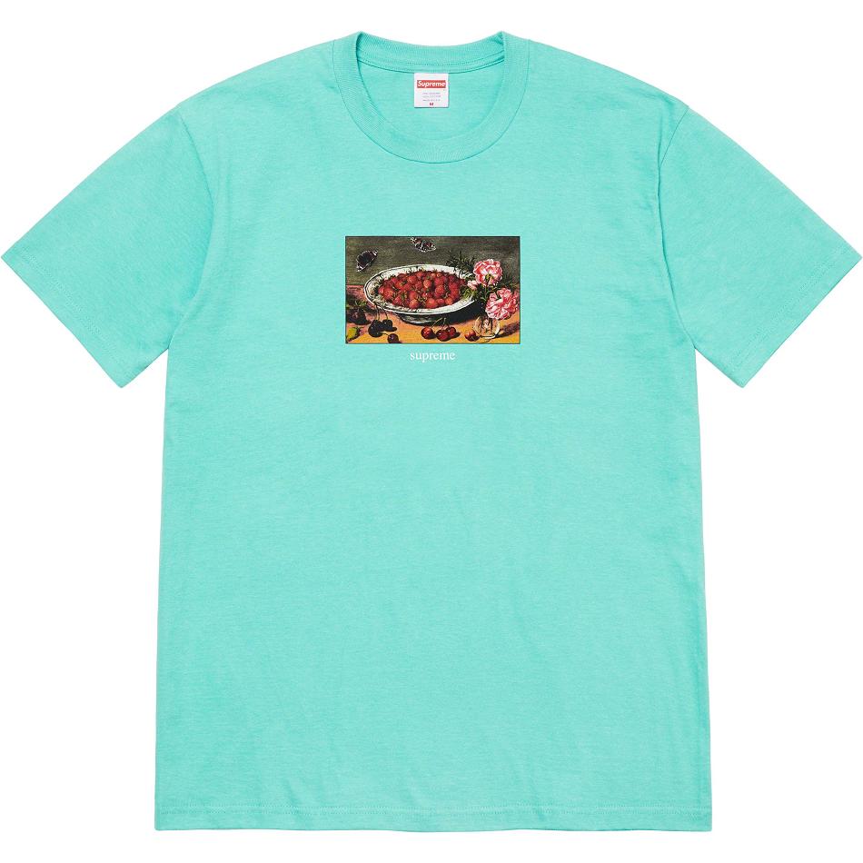 T Shirts Supreme Strawberries Tee Aqua | FR247QZ