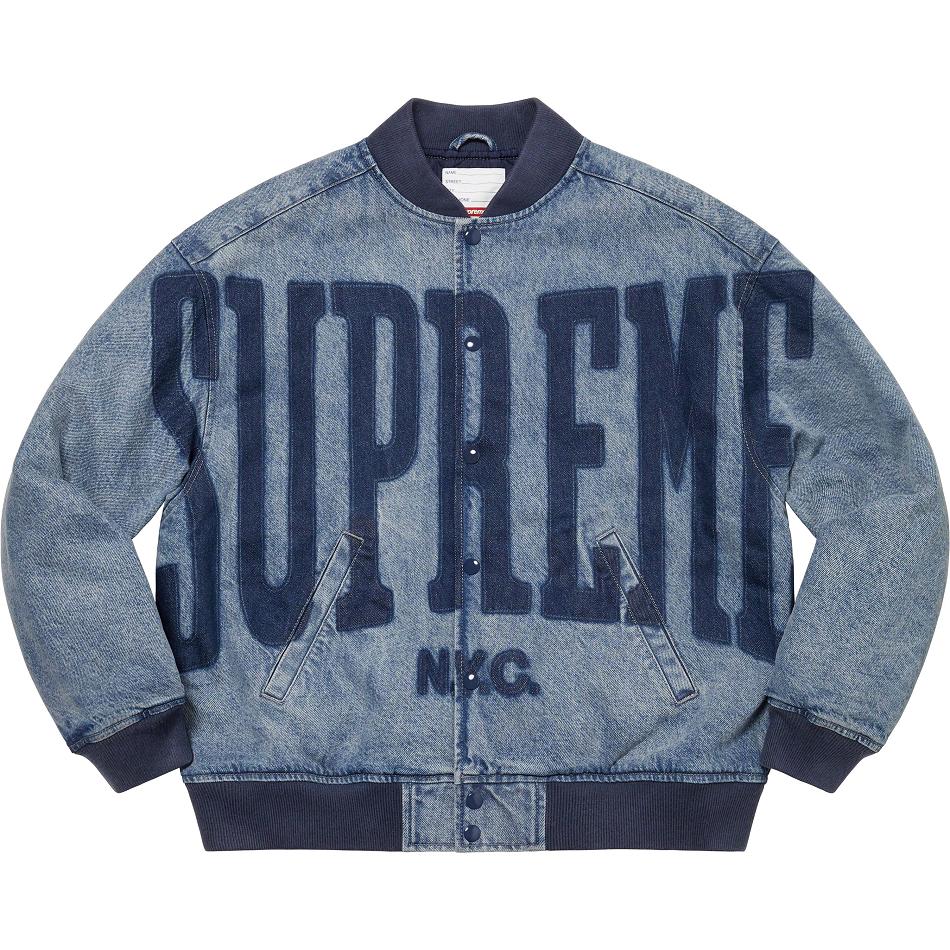 Vestes Supreme Washed Knockout Denim Varsity Bleu Marine | FR437OR