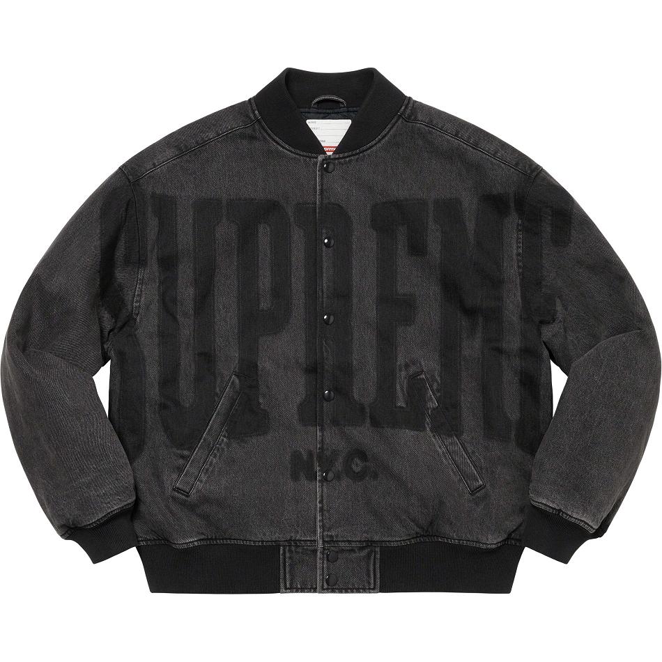 Vestes Supreme Washed Knockout Denim Varsity Noir | FR439AP