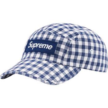 Chapeaux Supreme Gingham Camp Cap Bleu | FR115NB