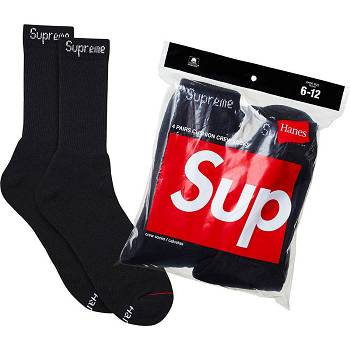 Chaussettes Supreme Hanes® Crew Socks (4 Pack) Noir | FR105GL