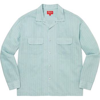 Chemises Supreme Pinstripe Linen Bleu | FR373VD