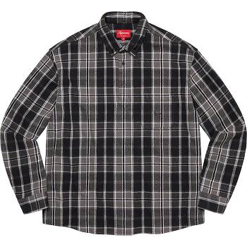 Chemises Supreme Pullover Plaid Flannel Noir | FR379EX