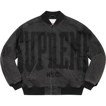 Vestes Supreme Washed Knockout Denim Varsity Noir | FR439AP